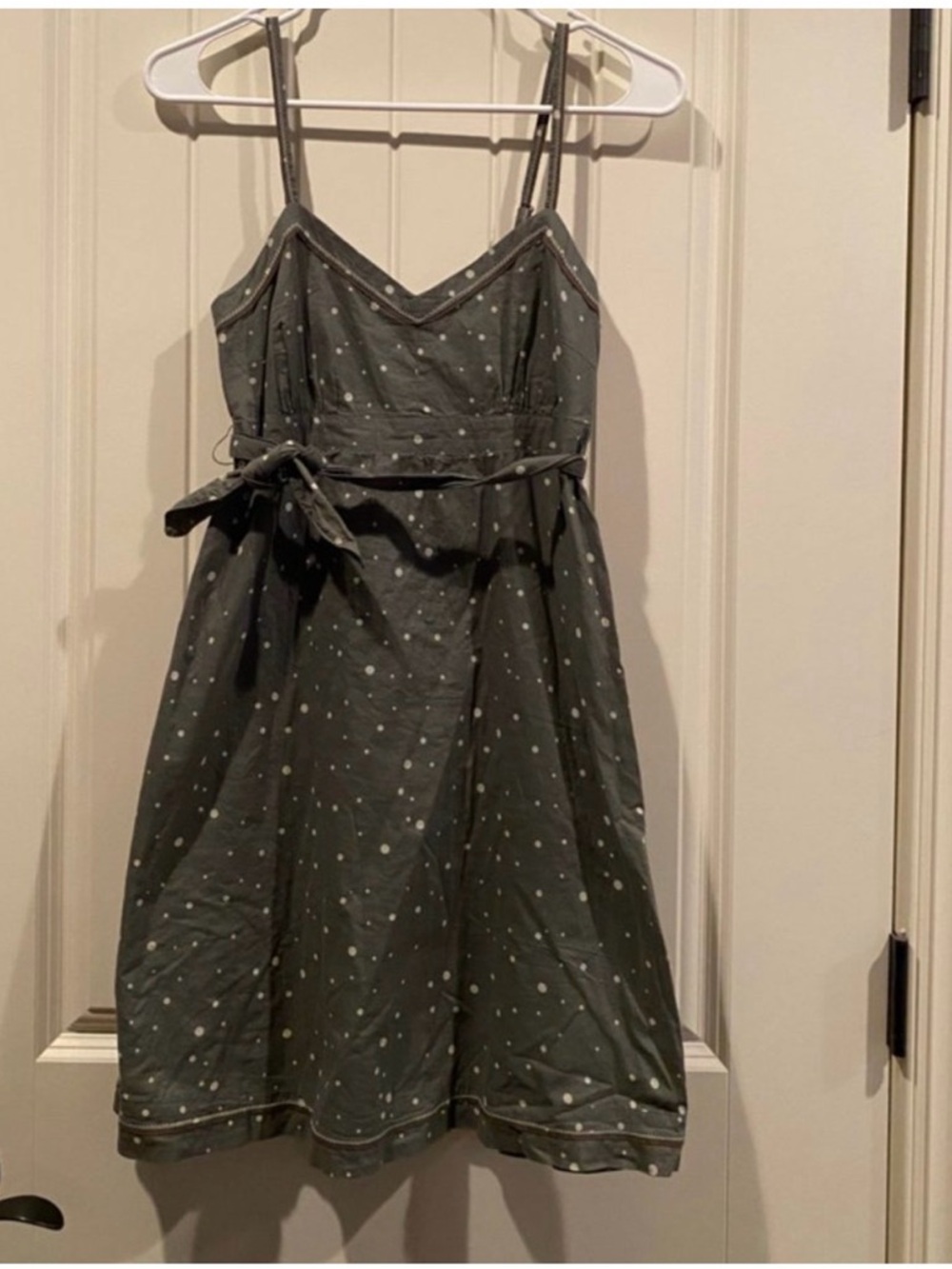 American Eagle Outfitters Olive Green Gray Polka Dot Mini Dress